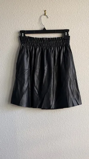 Zara black faux leather button front mini skirt size small thumbnail 8