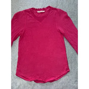 Free People We The Free Long Sleeve V Neck‎ Top Pink Size Medium thumbnail 2