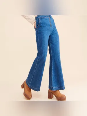 ROLLA'S Blue Zip-Front Wide-Leg Denim Overalls thumbnail 3
