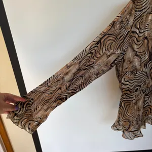 Notations Y2K Hippie Neutral Sheer Blouse Whimsygoth Party Fall Psychedelic Ruffle Medium thumbnail 4