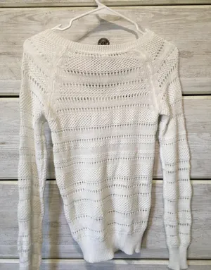 Aeropostale White Vneck Sweater thumbnail 2