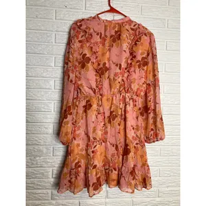 LC Lauren Conrad Floral Mini Dress Womens Large Pink Orange Excellent Ruffle thumbnail 8