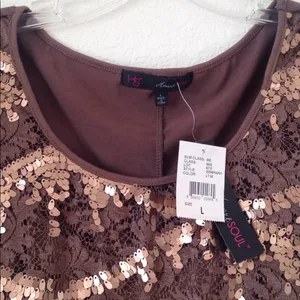 FINAL MARKDOWN Ladies' NWT HeartSoul Overlace Sequined Top (L) thumbnail 2