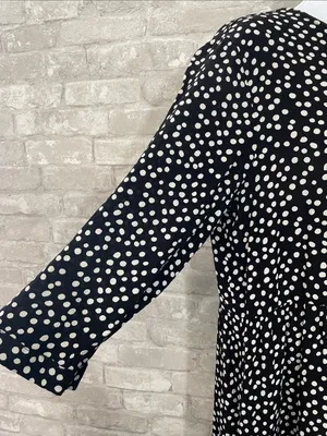 Zara Black and White Polka Dot Midi Dress thumbnail 2