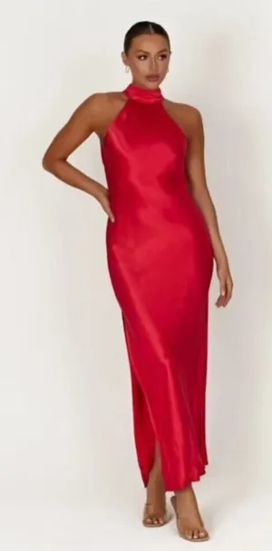 Meshki Claire Red Sleeveless Satin Dress Altered Mini Size XS thumbnail 1