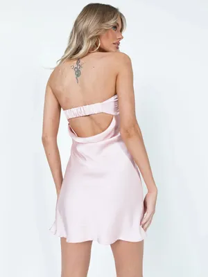 Princess Polly Pink Strapless Satin Mini Dress Size 12 Y2K Party Clubwear thumbnail 2