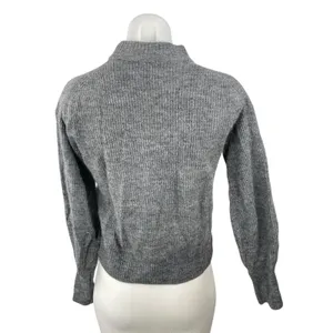 Quince Women's Gray Wool Knit Mock Neck Long Balloon Sleeve Sweater Top Size S thumbnail 4