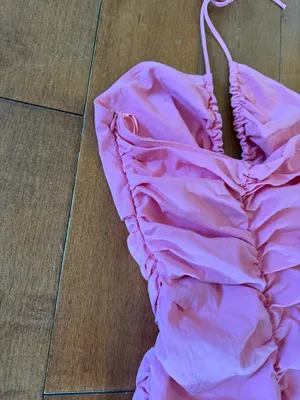 Zara Pink Ruched Halter-Style Mini Dress thumbnail 9