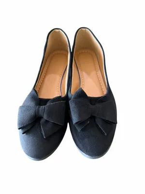 Women's Black Wedge Heeled Bow Accent Slip On Shoe Size 40 aka 9 #260322 thumbnail 3