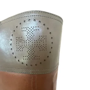 Tory Burch Daniela Cognac Leather Riding Boots Lug Sole Logo 10.5 thumbnail 8