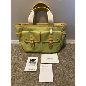 Coach Vintage Garden Tote Green Apple/ Yellow-6734 Coach Cards Included thumbnail 9