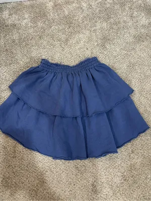 Aerie Ruffle Skirt Tiered Smocked Waist Casual Small Blue Purple Flowy Beachy thumbnail 2