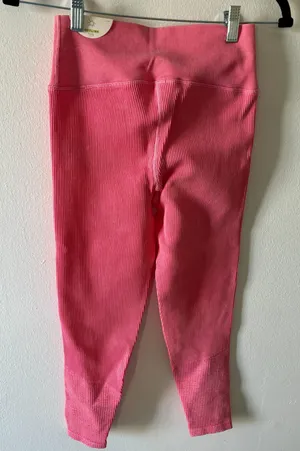 Aerie Pink Ribbed 7/8 Leggings thumbnail 2