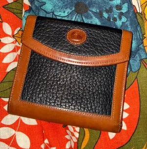 Vintage Dooney & Bourke Black and Brown Pebbled Leather Bifold Wallet thumbnail 1