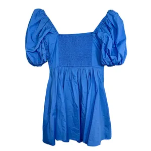 Abercrombie & Fitch Blue Smocked Back Puff Sleeve Mini Dress Womens Size XS P thumbnail 2