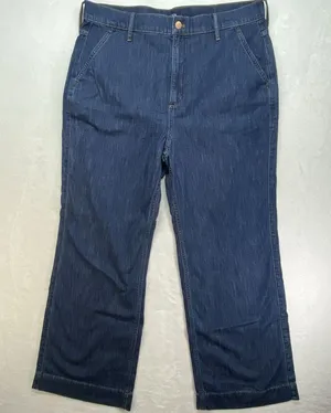 NWT J. Crew Wide Leg Denim‎ Trouser Pant In Signature Stretch Dark Wash Size 33 thumbnail 1