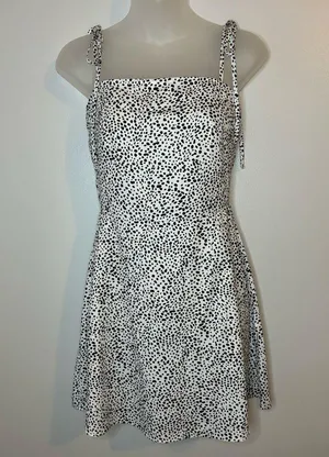SHEIN Knot Strap Shirred Back Dalmatian Print Slip Dress Size XS thumbnail 4