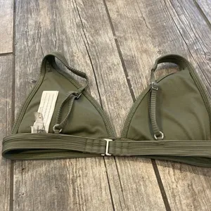 Abercrombie and Fitch Olive Green Ribbed Bikini Top thumbnail 4