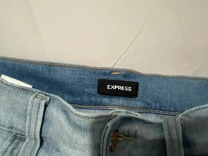 Express Light Blue Distressed Denim Cutoff Shorts thumbnail 4