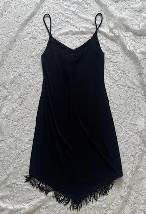 Vintage City Triangles Y2K Fairy Grunge Slip Dress Beaded Black Goth Formal Sz M thumbnail 5