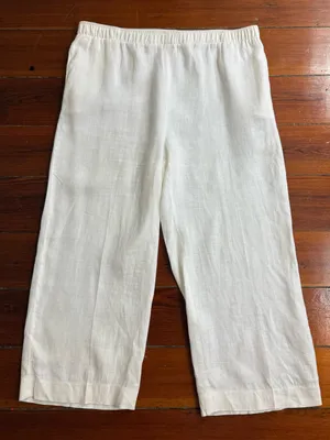 IC By Connie K 100% Linen Elastic Waist Wide Leg Pull On Pants Sz M 💛🍄 thumbnail 1