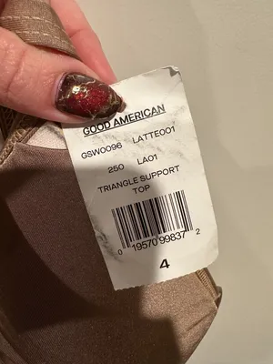 Good American Triangle Support Bikini Top Latte Brown NWT Size 4 XL thumbnail 4