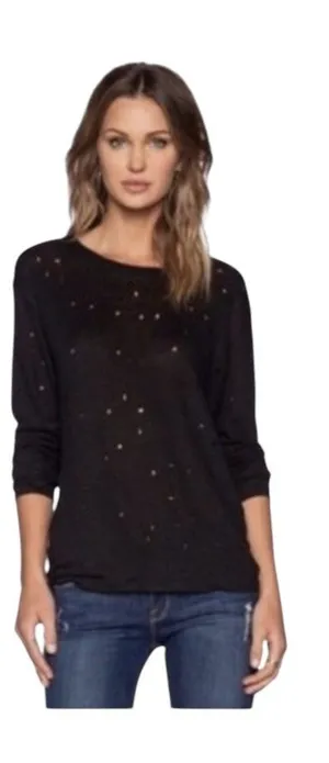 IRO Shirt Women‎ XS Black Linen Marvina Distressed Long Sleeve Tee Grunge Punk thumbnail 1