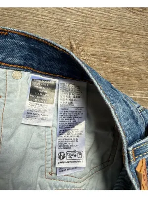 Levi’s 501 Button Fly Light Blue Distressed Denim Shorts Mini Shorts Size 31 32 thumbnail 5