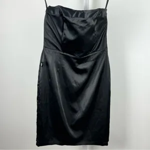 White House Black Market Black Satin Strapless Pleated Mini Dress Size 2 thumbnail 14