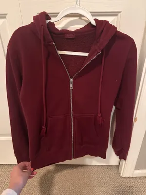 Brandy Melville Maroon Zip-Up Hoodie thumbnail 1