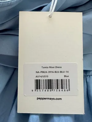 Peppermayo Tamia Maxi Dress Blue Strapless Pleated Size US 10 XL NWT thumbnail 5