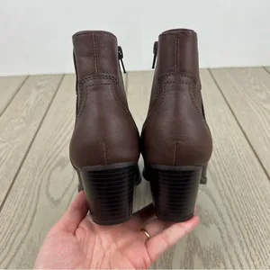 Style & Co Women's Perriee Western Ankle Booties 7.5M Chocolate Brown Smooth $80 thumbnail 7
