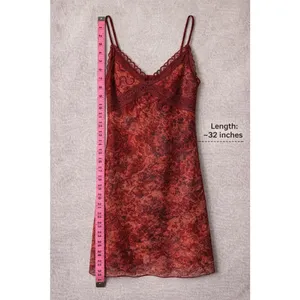 Y2K Red‎ Lace Mini Dress Slip Style Bodycon XS Coquette Party thumbnail 6