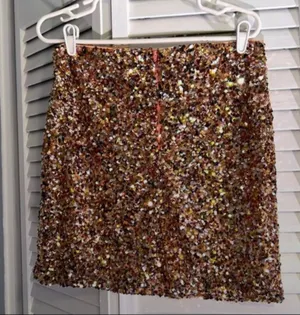 ASOS DESIGN sequin mini skirt in rose gold multi sequin SZ 10 thumbnail 4