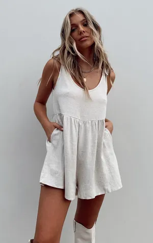 Princess Polly Tay Romper Beige thumbnail 1