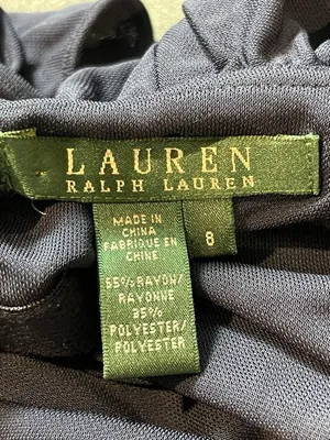 Lauren Ralph Lauren Navy Halter Cocktail Dress Gold Chain Neck Keyhole 8 thumbnail 9