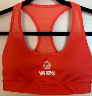 Les Mills Red Orange Racerback Padded Sports Bra thumbnail 1