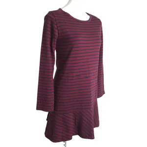 Anthropologie KINLY Directional Stripe Mini Dress M Drop Waist Flounce Hem Long‎ Sleeve Shift thumbnail 2
