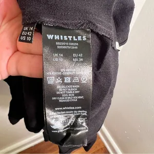 Whistles‎ Women's Size 10 Black Rosanna Shirred Top Long Sleeve Crewneck Keyhole thumbnail 15
