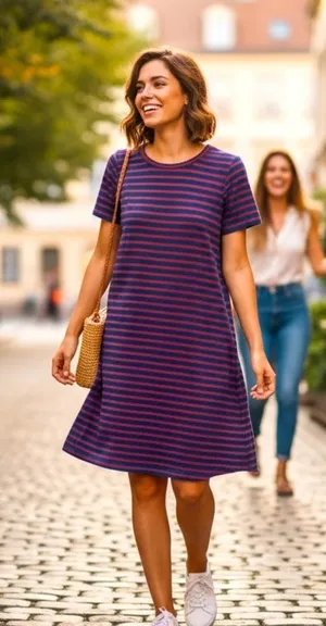 Sonnet James Blue Orange Striped Play T-Shirt Dress‎ thumbnail 1
