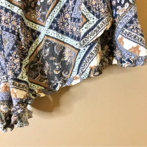 American Eagle‎ Culotte Paisley Pull on Shorts Blue Brown Small thumbnail 5