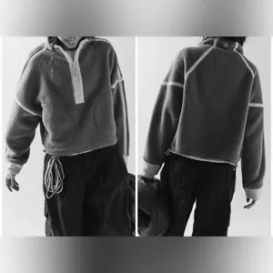 NWOT Free People FP Movement Mountain High Half Zip Fleece - black combo - small thumbnail 3