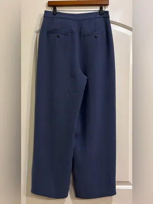 Madewell High Rise Wide Leg Single Pleat Pants in Dusty Blue Size 8 thumbnail 2