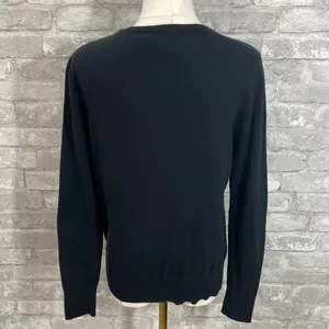 Anthropologie Field Flower Black Sweater with Pearl Accents thumbnail 4
