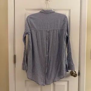 Free People No Limits Blue Stripe Cotton Button Up Shirt Blouse Small thumbnail 3