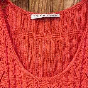 Trina Turk Open Crochet‎ Knit Sleeveless Dress Cover-Up in Orange Pop Size XS/S thumbnail 4