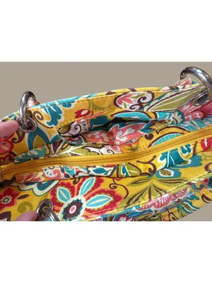 Vera Bradley Yellow Floral Quilted Satchel Shoulder Bag thumbnail 5
