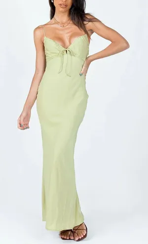 NEW Princess Polly Emily Green Satin Maxi Dress Women’s Size Small 4 thumbnail 1
