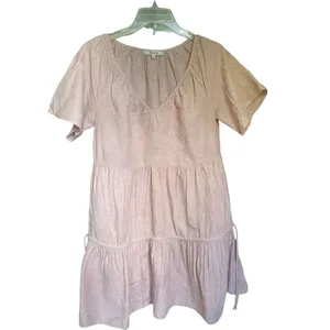 Madewell Linen Blend Lorelei Mini Dress Pale Pink Size S thumbnail 6