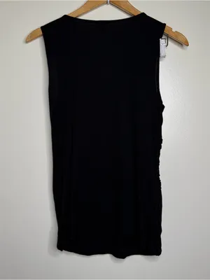 Free W/ Purchase Ann Taylor Black Top Size medium Sleeveless V Neck Ruched thumbnail 5